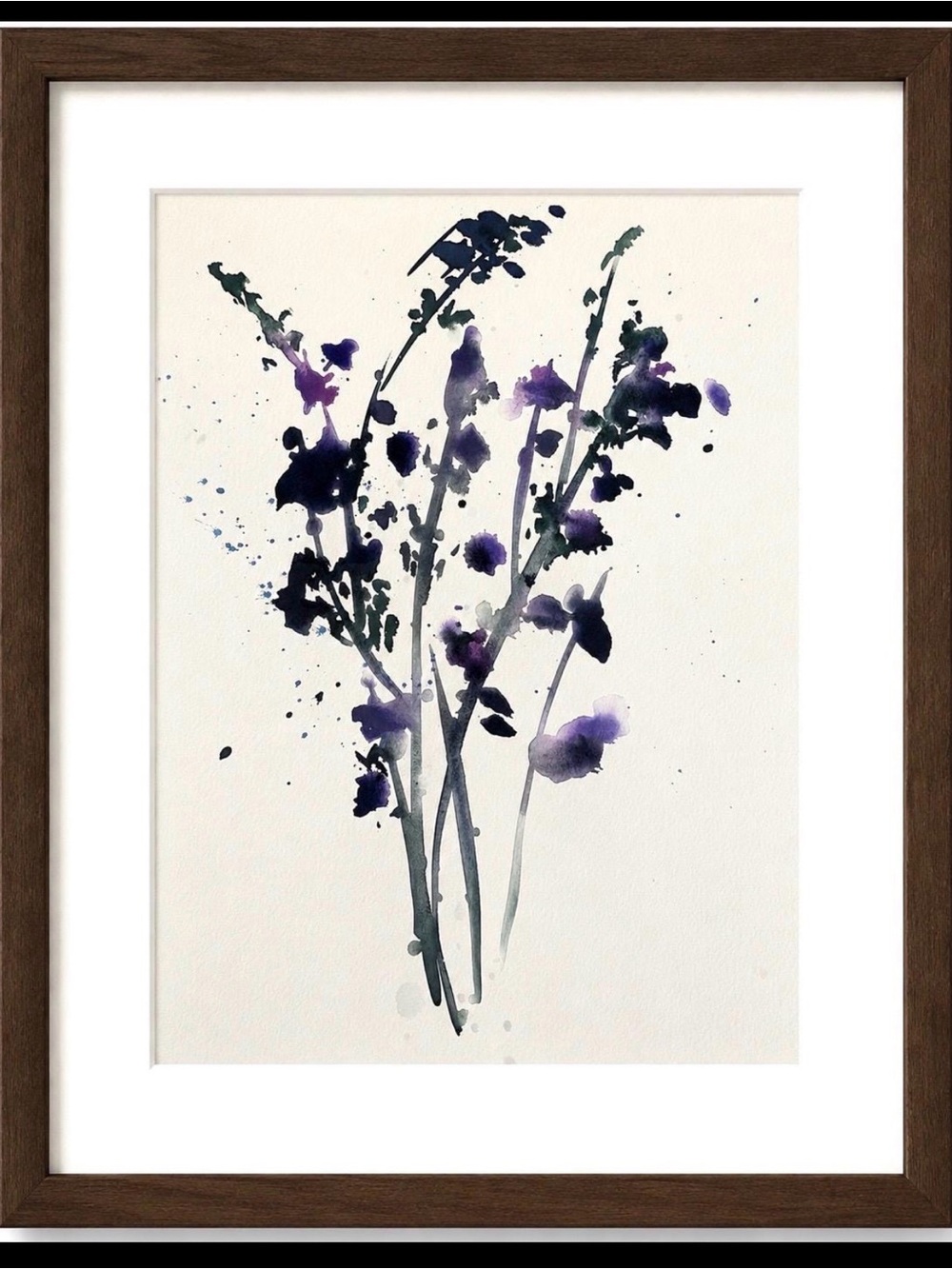 By the seller! Original Art Watercolor Purple Floral Art in Dark Wood Frame